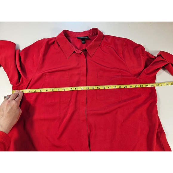 Lane Bryant size 18/20 career casual red tunic button up split back top ^ - Picture 5 of 6